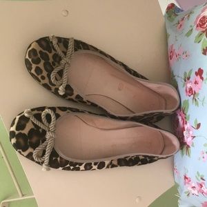 Pretty Ballerinas Ballet Flats, Leopard hair on leather, size 37 (U.S. 6,5)